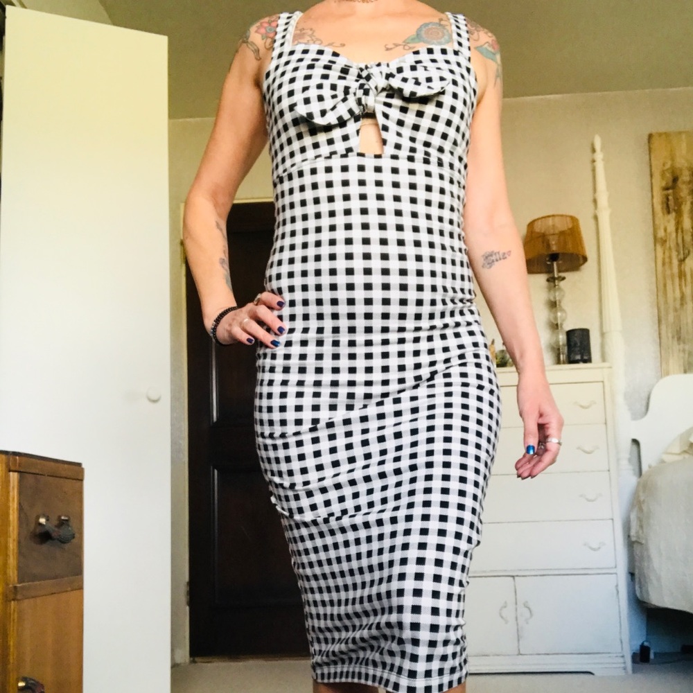 Gingham knit hobble dress size S